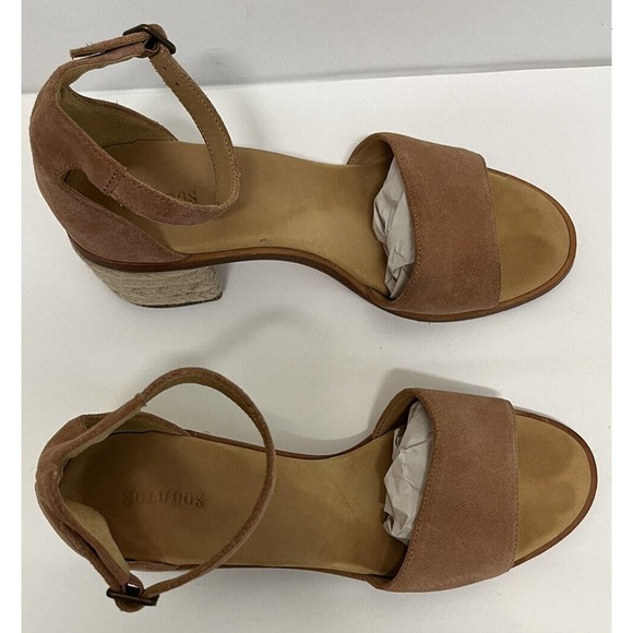 Soludos Womens Suede Espadrille Capri Sandal Size 9 Open Toe Heeled Ankle Strap - Picture 2 of 9